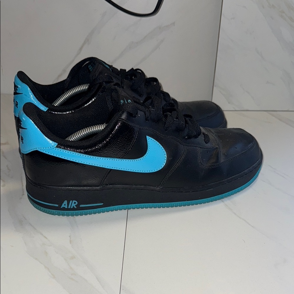 Black and Blue Nike Air Force 1 Sneakers